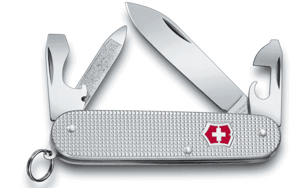 Spear point blade on the Victorinox folding knife.